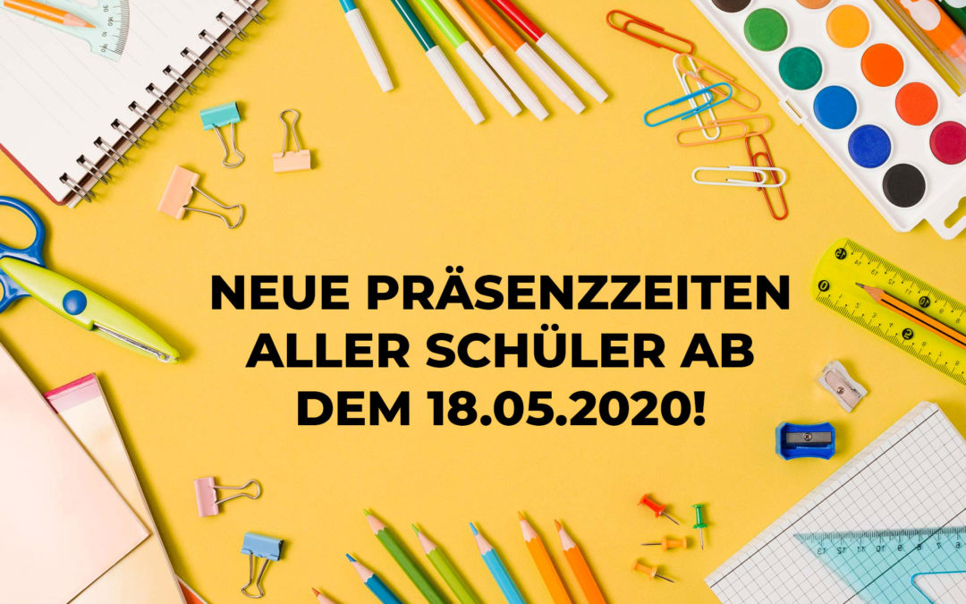 Präsenzunterricht der Klassen 1 bis 6 vom 18.05. bis 24.06.2020